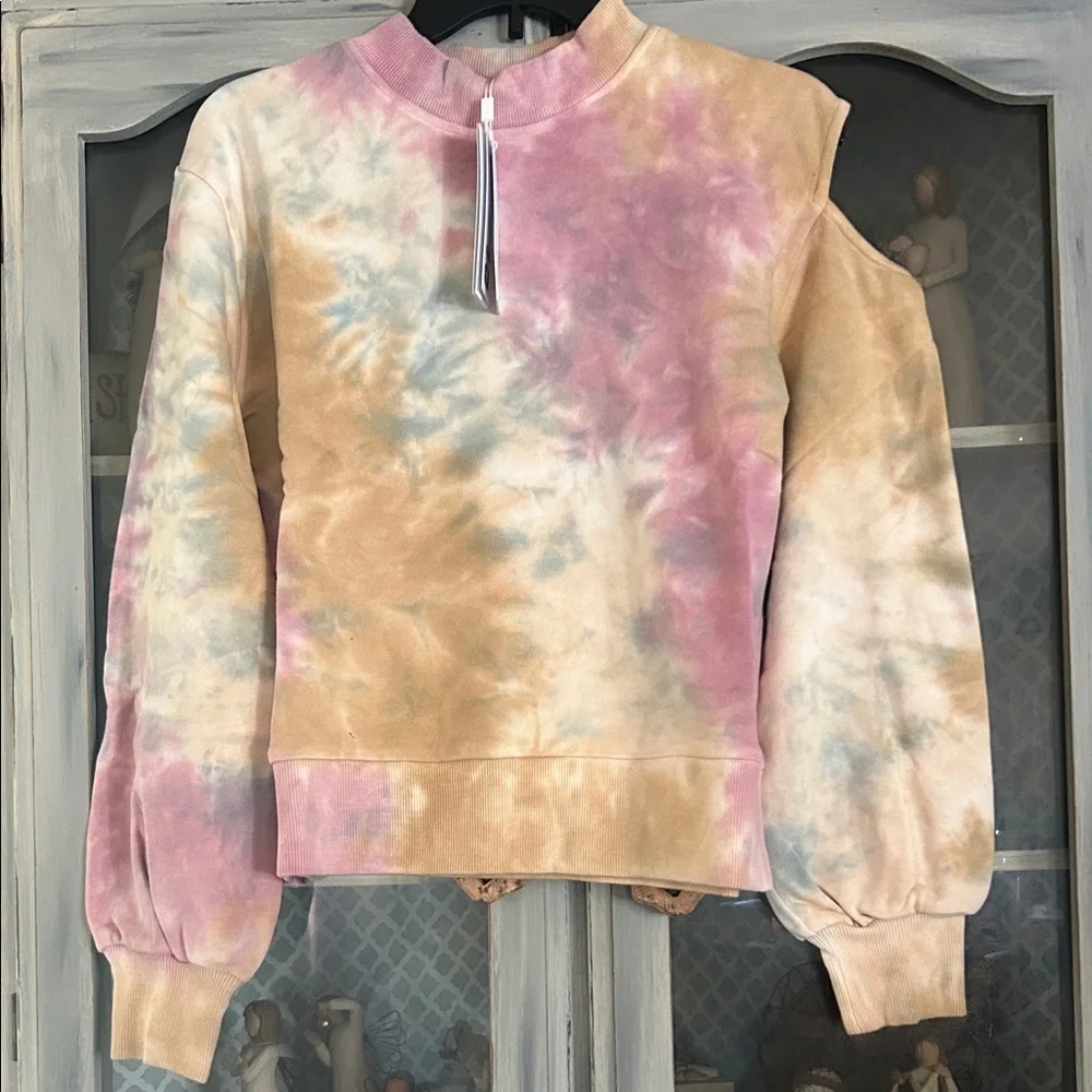 525 America Tie-Dye Sweatshirt in Pink, Tan, and Cream - Picture 1 of 4